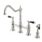 Kingston Brass KS1278PKLBS Duchess Bridge Kitchen Faucet W/Brass Sprayer, Brushed Nkl KS1278PKLBS - alternate 1
